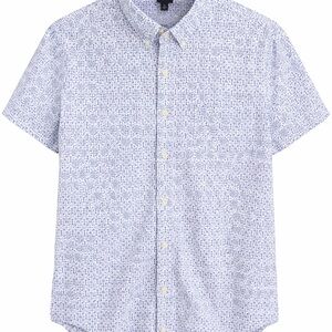 J. Crew Light Blue Short-Sleeve Button-Down Shirt with Geometric Print